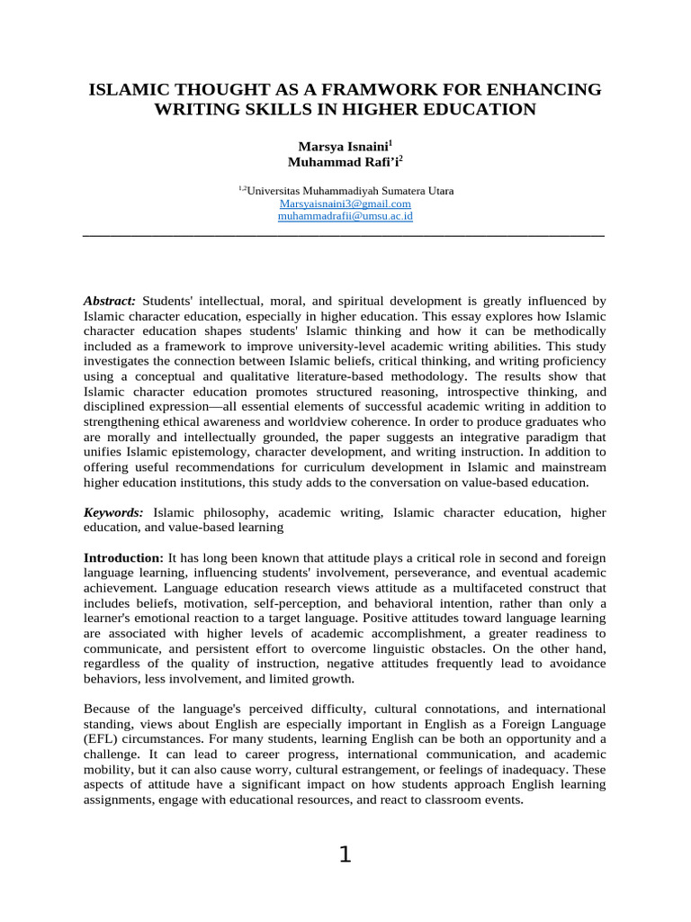 Islamic Framework for Writing Skills Enhancement | PDF | Motivational ...