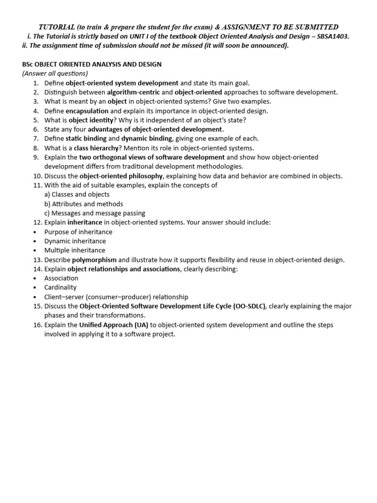 Object-Oriented Analysis Exam Prep Guide | PDF