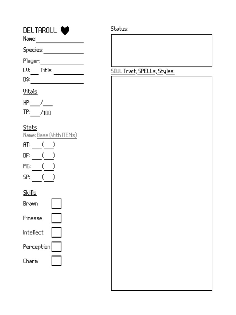 Player Character Stats Template | PDF