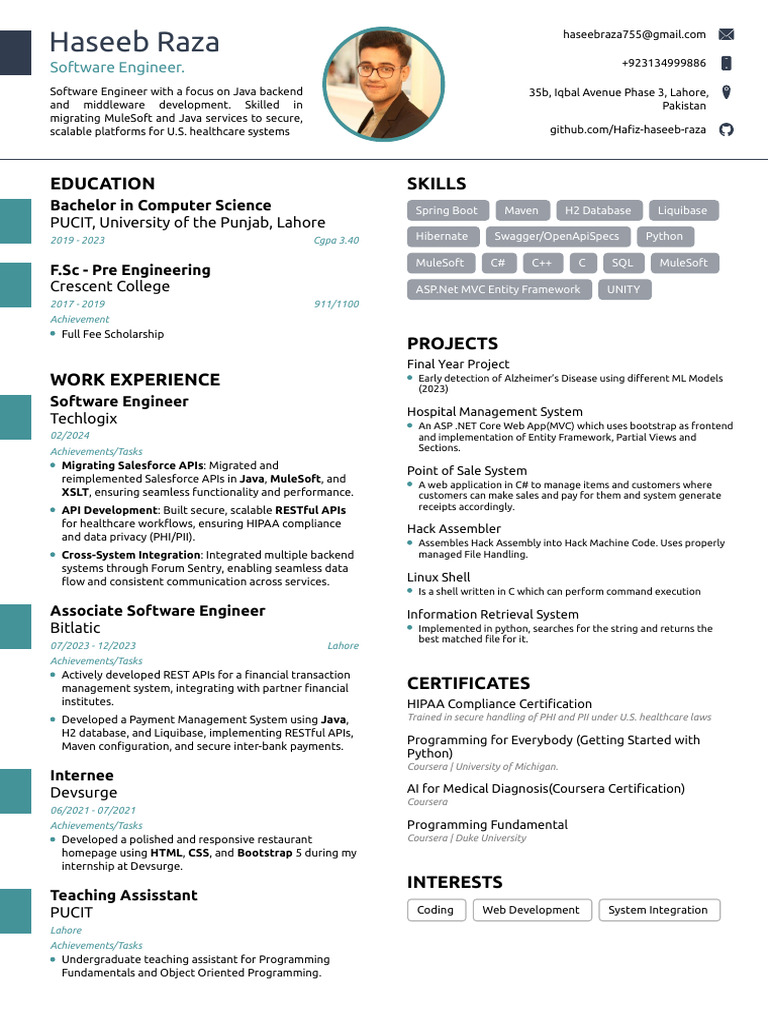Java Backend Developer in Healthcare Systems | PDF | Entity Framework ...