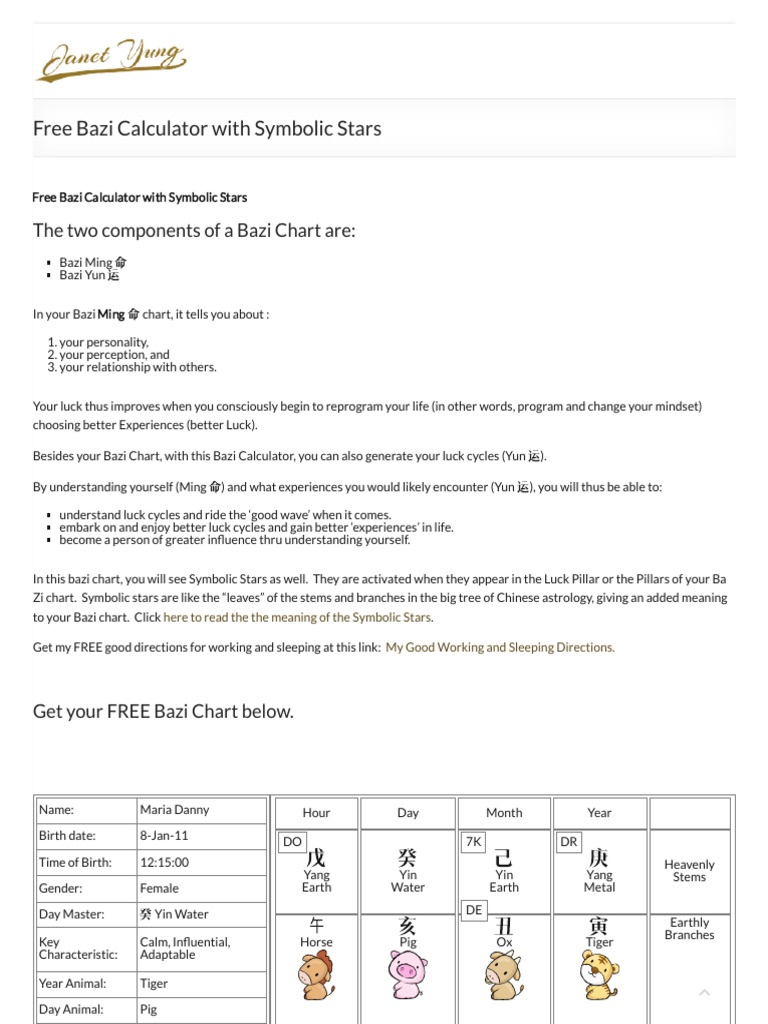 Free Bazi Calculator for Luck Insights | PDF | Yin And Yang