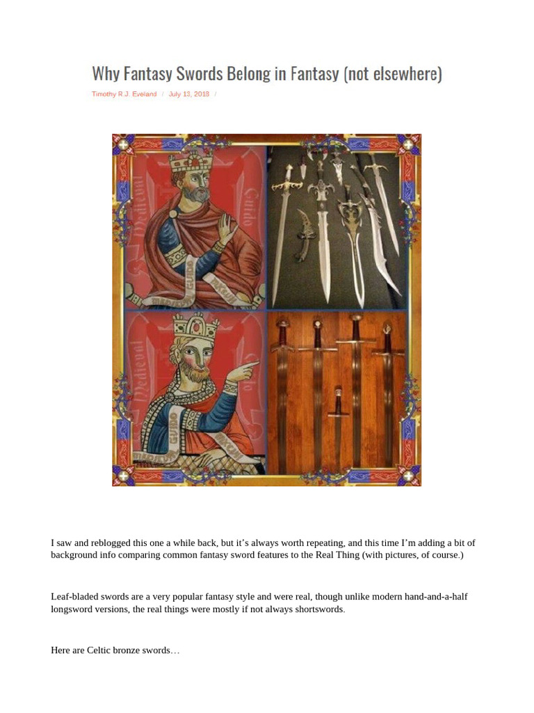 Real vs. Fantasy Swords Explained | PDF | Sword
