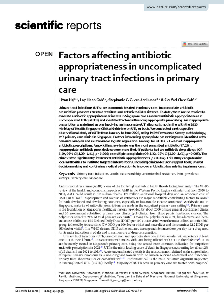 Antibiotic Appropriateness in UTIs | PDF | Urinary Tract Infection ...