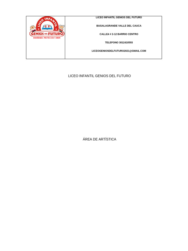 Plan de Area Artistica | PDF | Educación en artes visuales | Creatividad