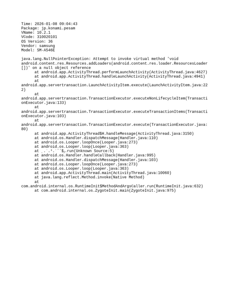 PESAM App Crash Report Analysis | PDF