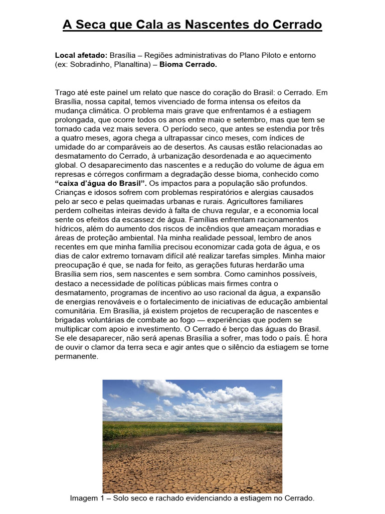 Impactos da Seca no Cerrado de Brasília | PDF | Seca | Aquecimento ...