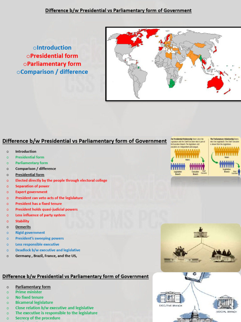 Presidential vs Parliamentary Government Explained | PDF ...