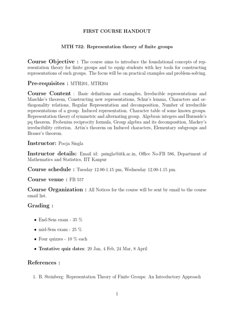 Representation Theory of Finite Groups | PDF