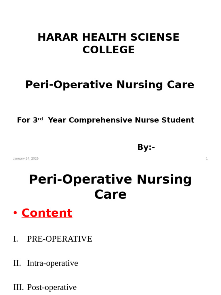 Peri-Operative Nursing Care Guide | PDF | Surgery | Anesthesia