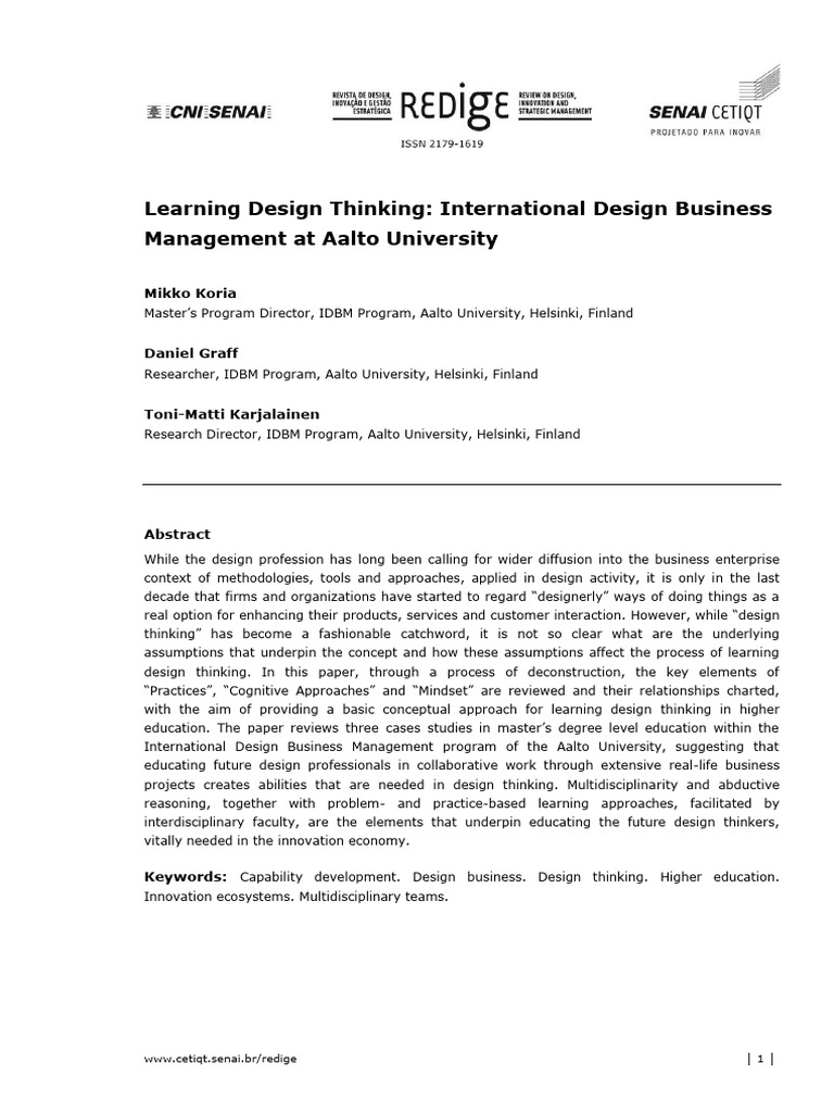 Learning Design Thinking in Business | PDF | Design Thinking | Design