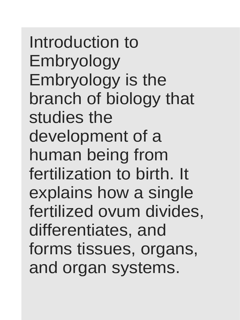 Overview of Human Embryology | PDF