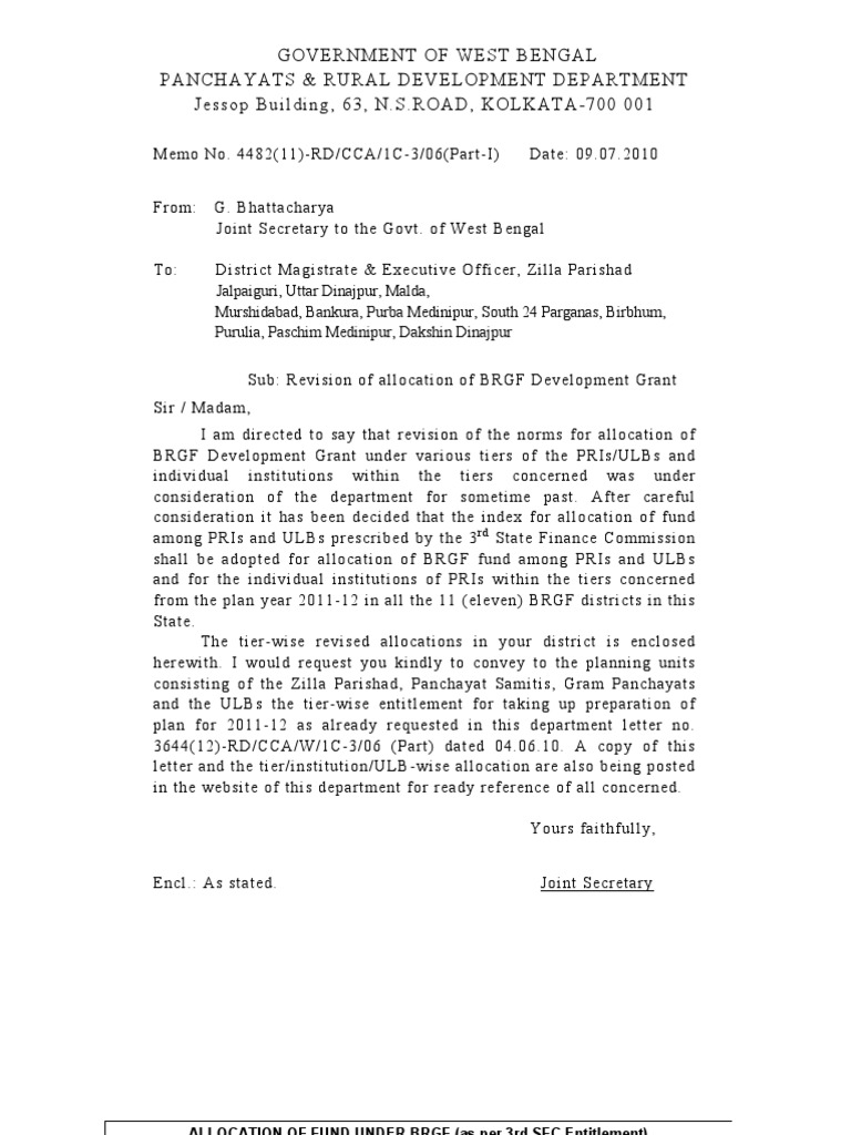 BRGF Fund Allocation 2011-12 Murshdabad | PDF | Government Of India ...