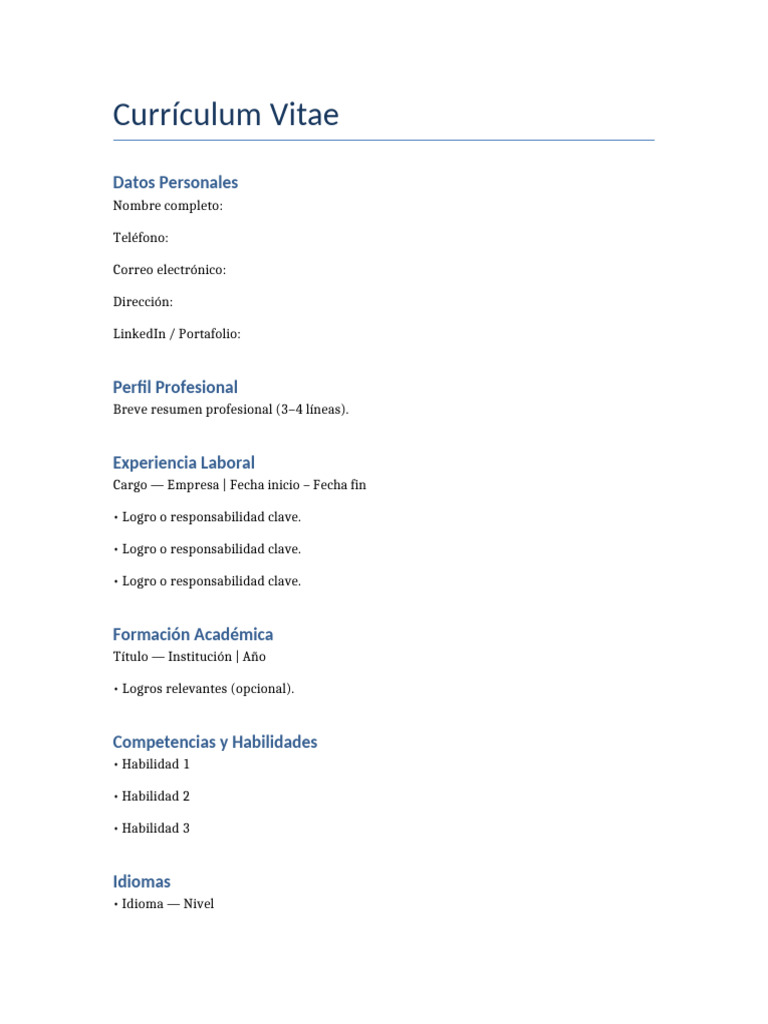 CV Editable Modelo | PDF