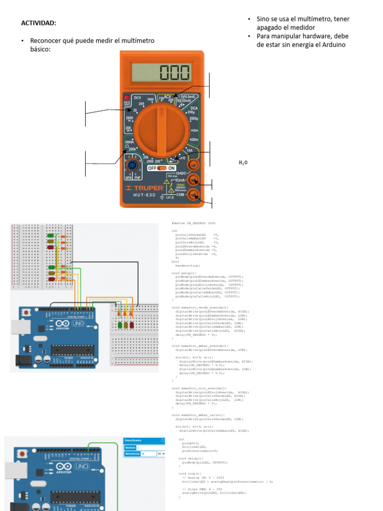 Uso del Multímetro y Programación Arduino | PDF | Poder (Física ...