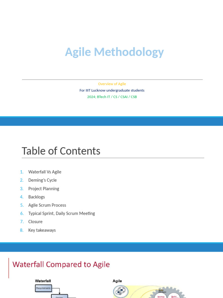 Agile Methodology Overview for BTech Students | PDF | Agile Software ...
