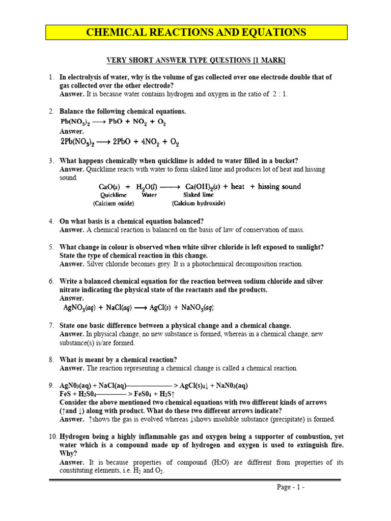Chemical Reactions and Equations Guide | PDF | Chemical Reactions | Acid