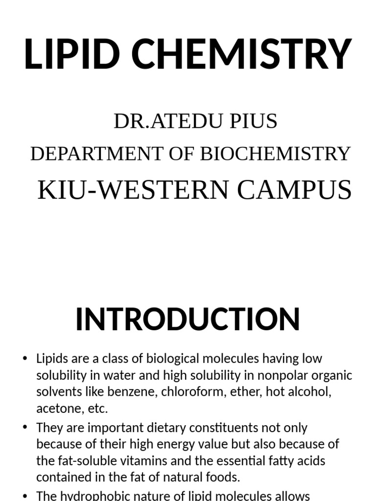 Overview of Lipid Chemistry and Functions | PDF | Lipid | Fatty Acid