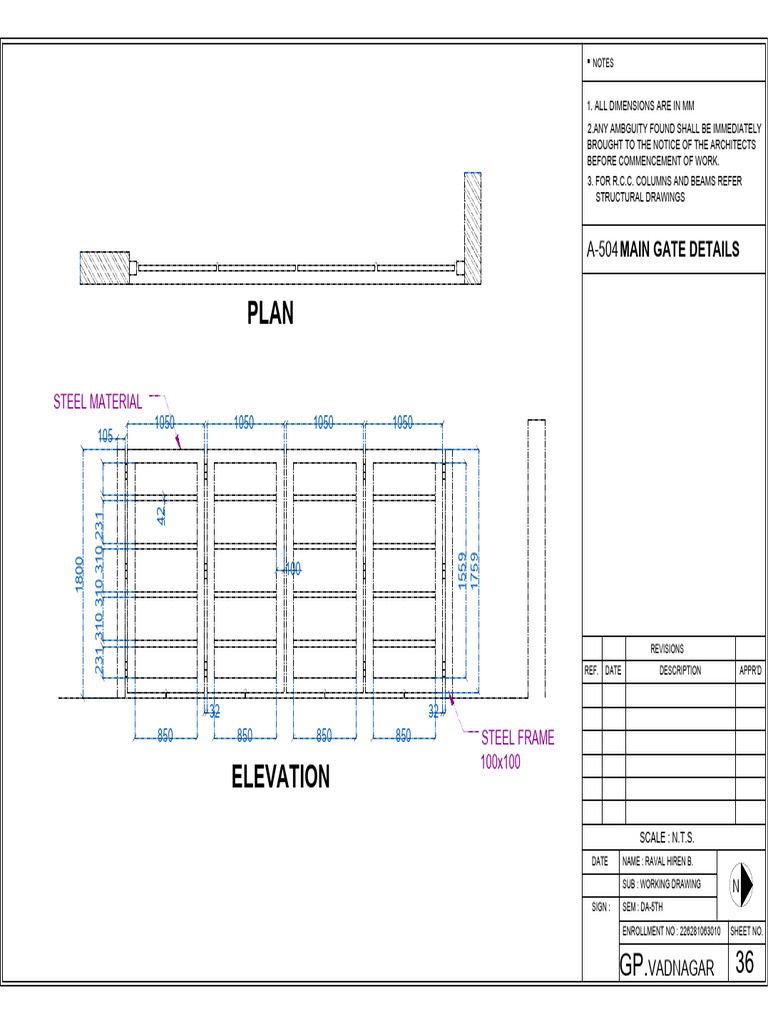 Steel Frame Working Drawing Details | PDF | Civil Engineering ...