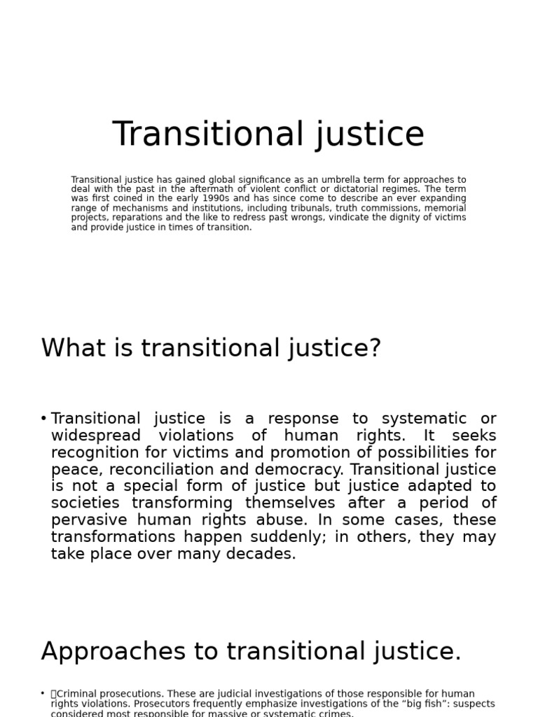 Understanding Transitional Justice Mechanisms | PDF | Transitional ...