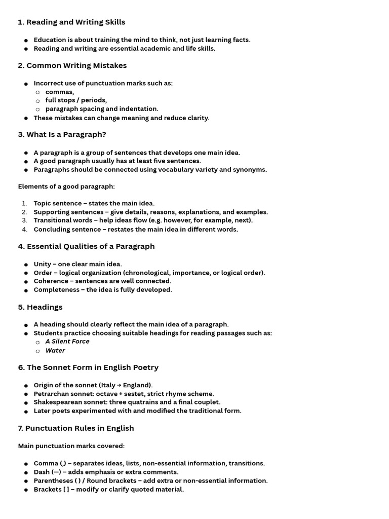 Essential Writing and Reading Skills Guide | PDF