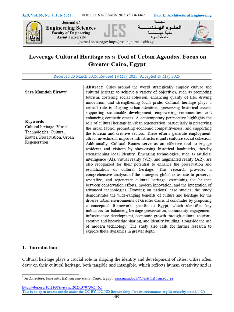 Cultural Heritage in Urban Cairo Strategies | PDF | Cultural Heritage ...
