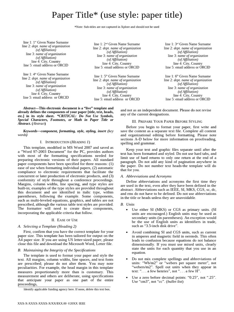 Paper Formatting Template Guide | PDF | International System Of Units ...