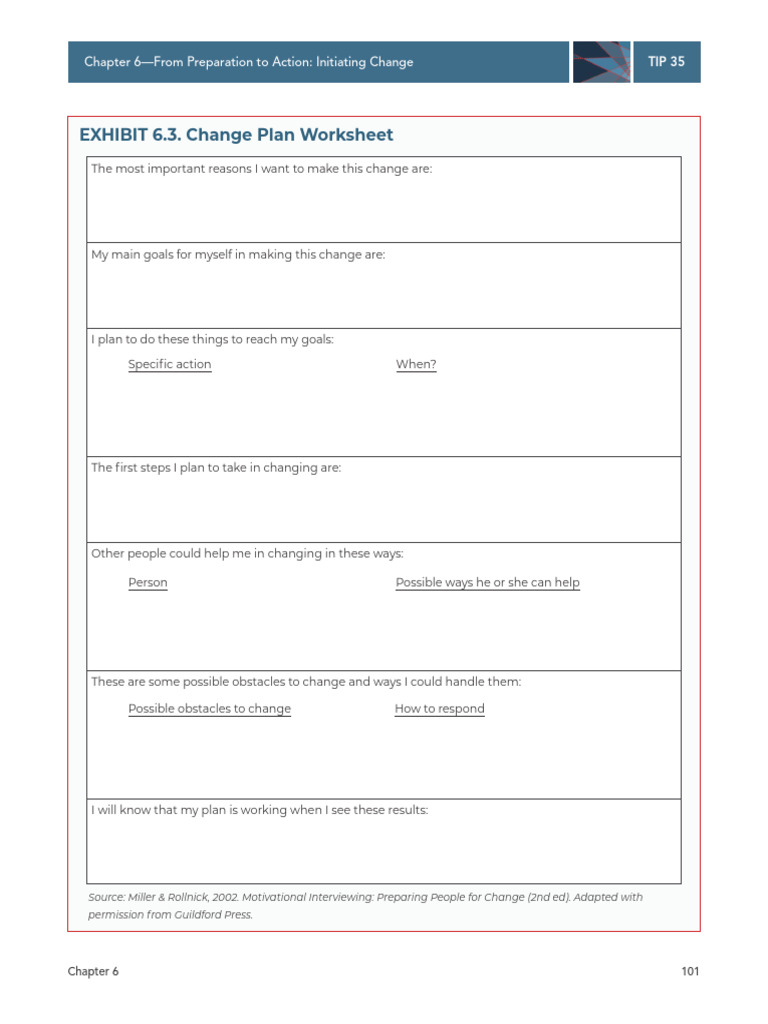 Change Plan Worksheet for Action Steps | PDF
