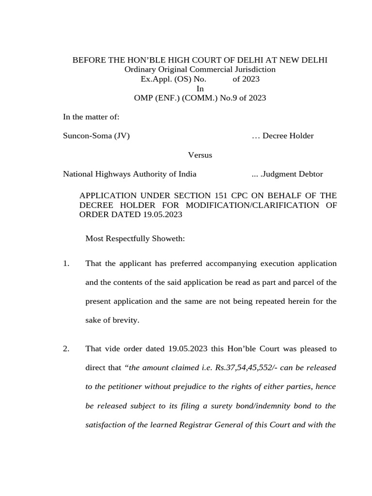 Modification Application in High Court Case | PDF | Affidavit | Legal ...