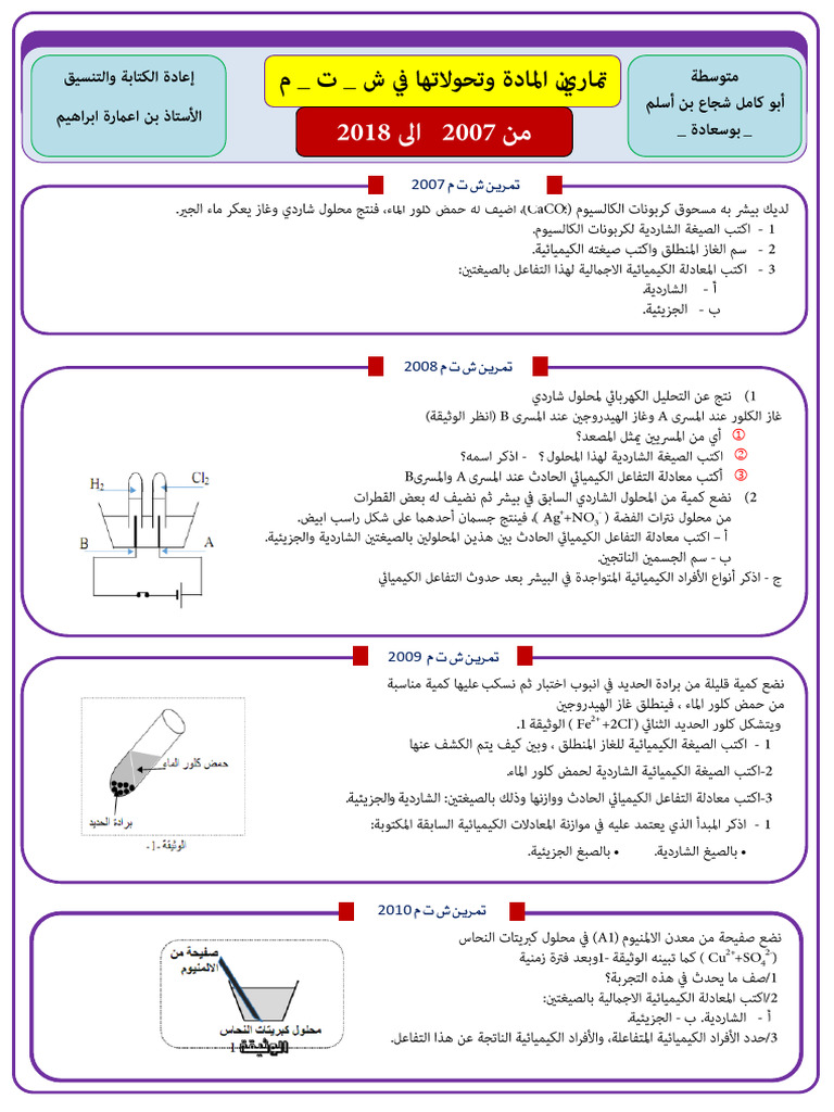 المادة وتحولاتها في ش ت م من2007 الى 2018 | PDF