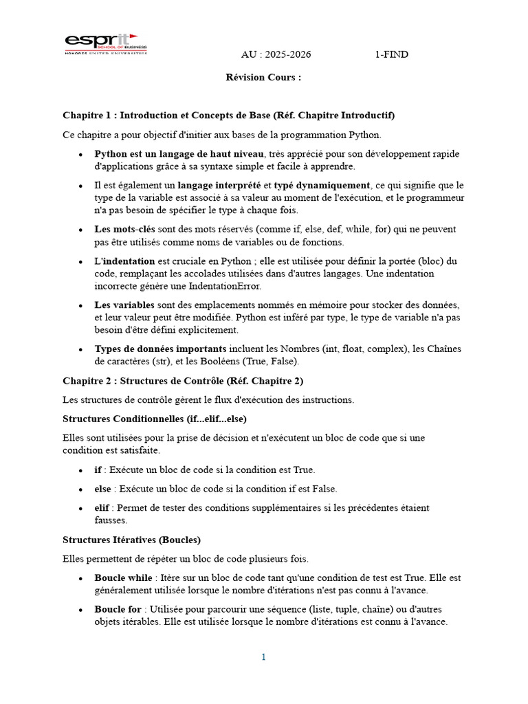 Introduction à la programmation Python | PDF | Structure de contrôle ...