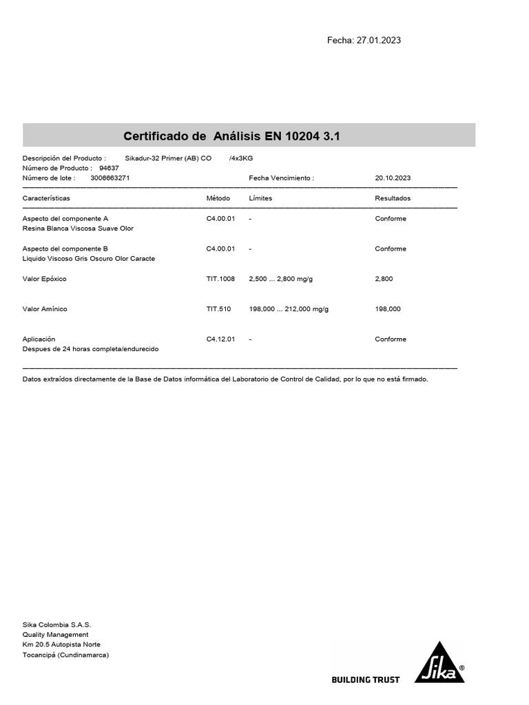 Item 38 Sikadur 32 Primer Componente a y b | PDF