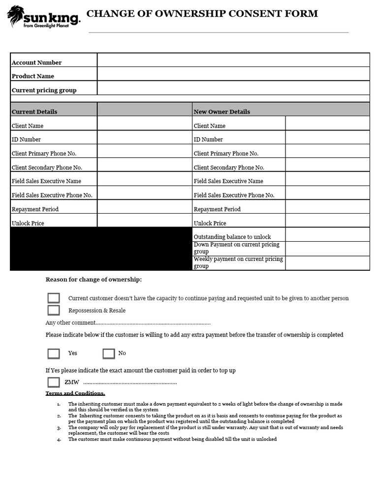 Change of Ownership Consent Form | PDF