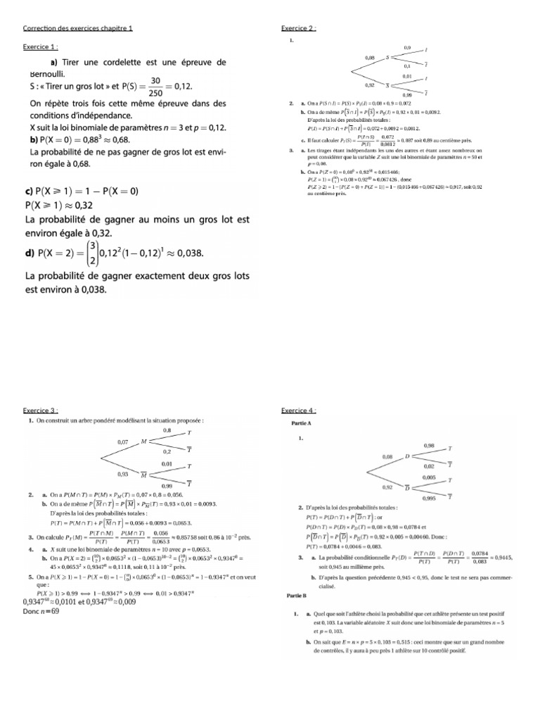 Correction des exercices chapitre 1 | PDF