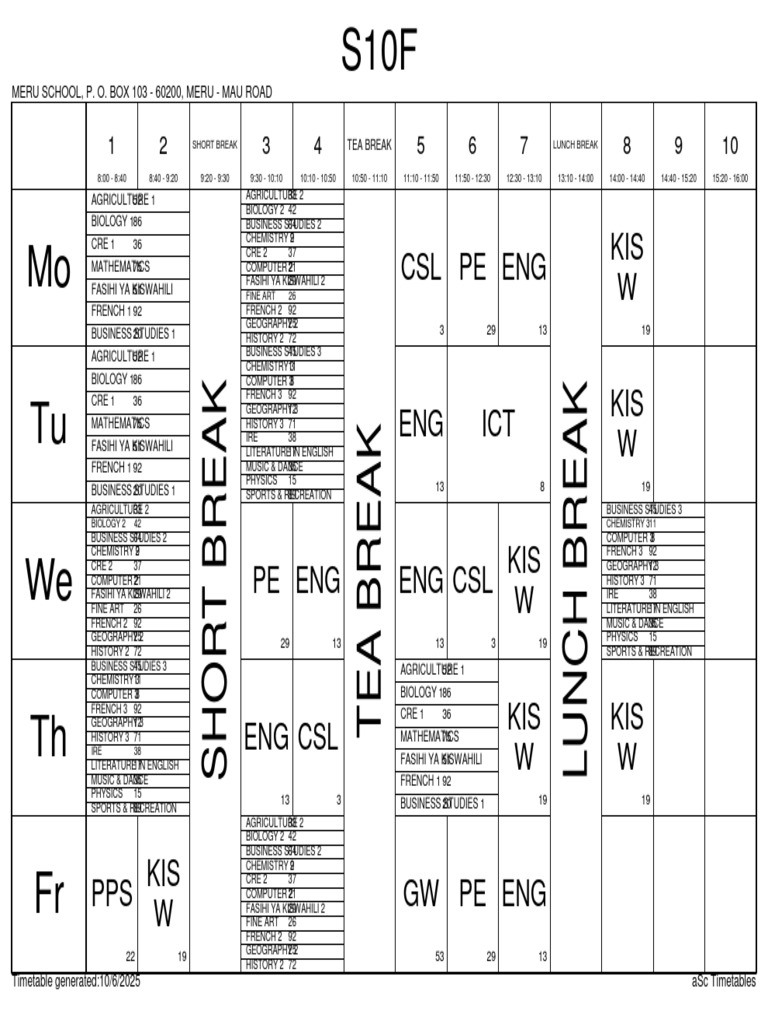 Meru School Class Timetable 2025 | PDF | Liberal Arts Education ...