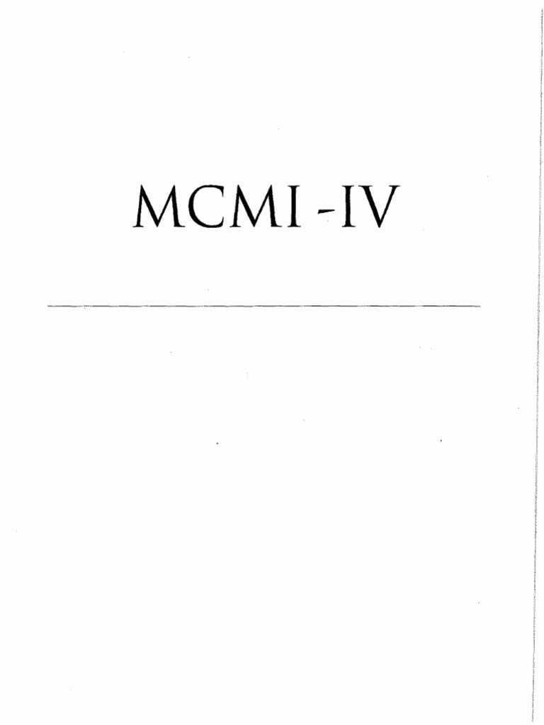 MCMI-IV: Personality Assessment Manual | PDF | Borderline Personality ...