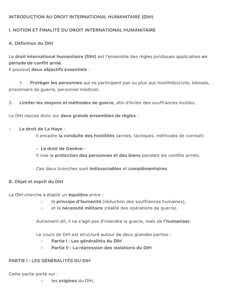Introduction au Droit International Humanitaire | PDF | Droit ...