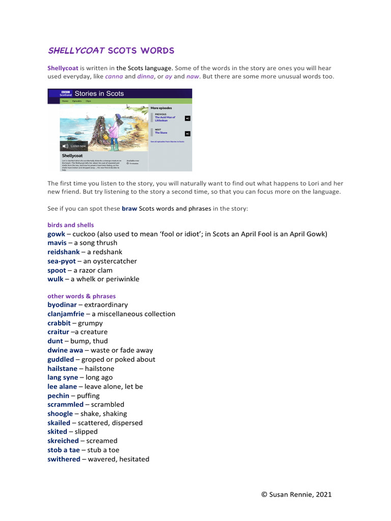 Scots Language in Shellycoat Story | PDF