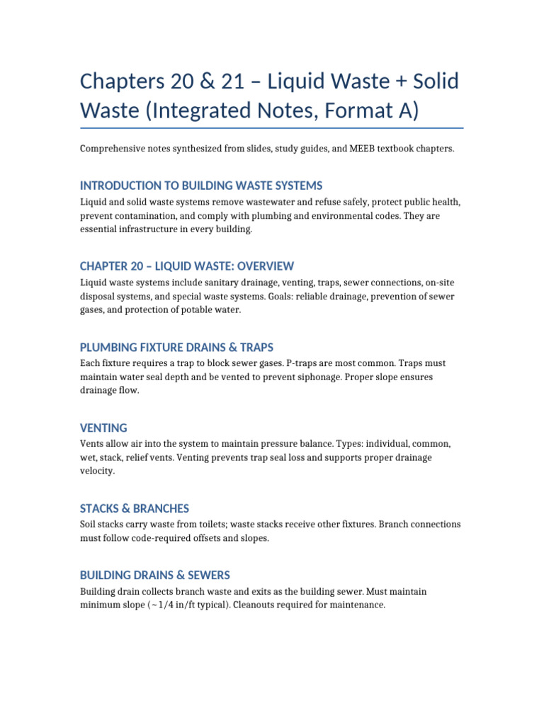Building Liquid and Solid Waste Systems | PDF | Sanitary Sewer | Waste
