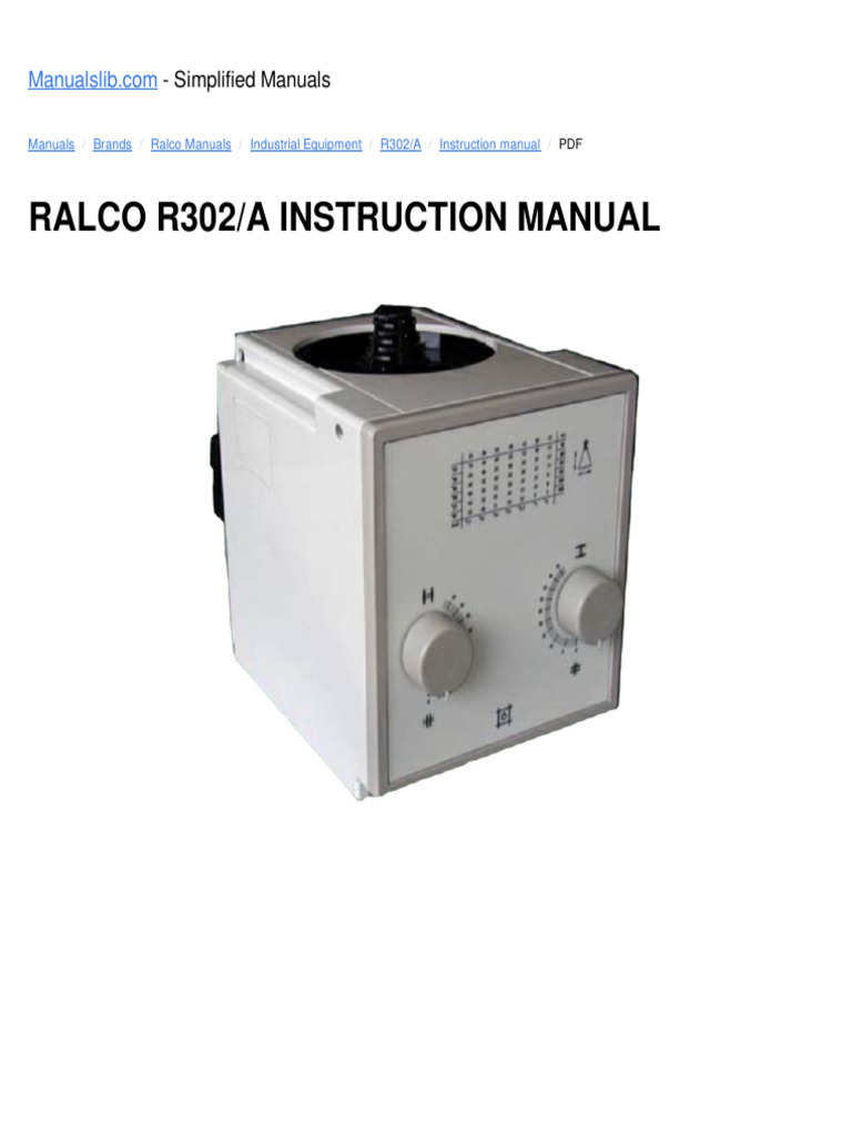 Ralco R302/A Instruction Manual: - Simplified Manuals | PDF ...