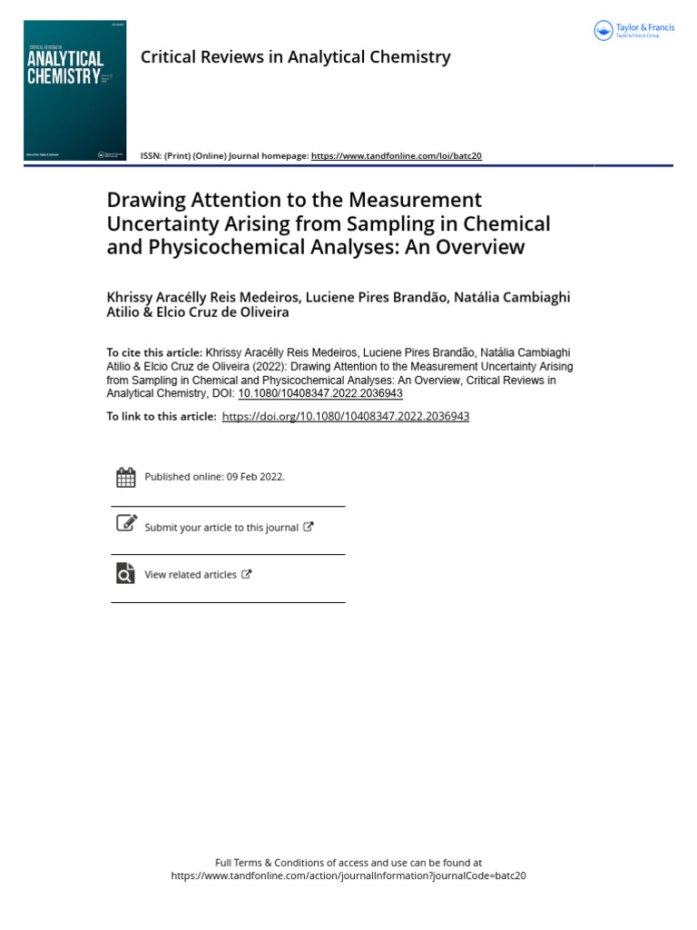 Measurement Uncertainty in Sampling Analyses | PDF | Errors And ...