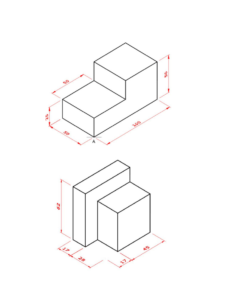 Isometric Projection Exercises | PDF