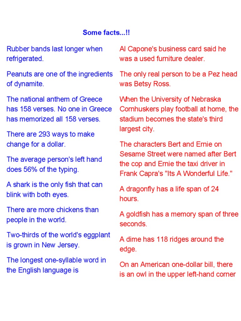 Fascinating Fun Facts and Trivia | PDF | Leisure