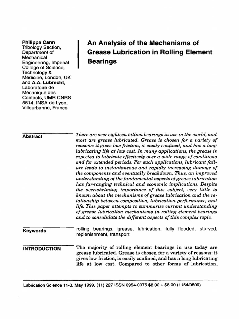 Grease Lubrication in Rolling Bearings | PDF | Bearing (Mechanical ...
