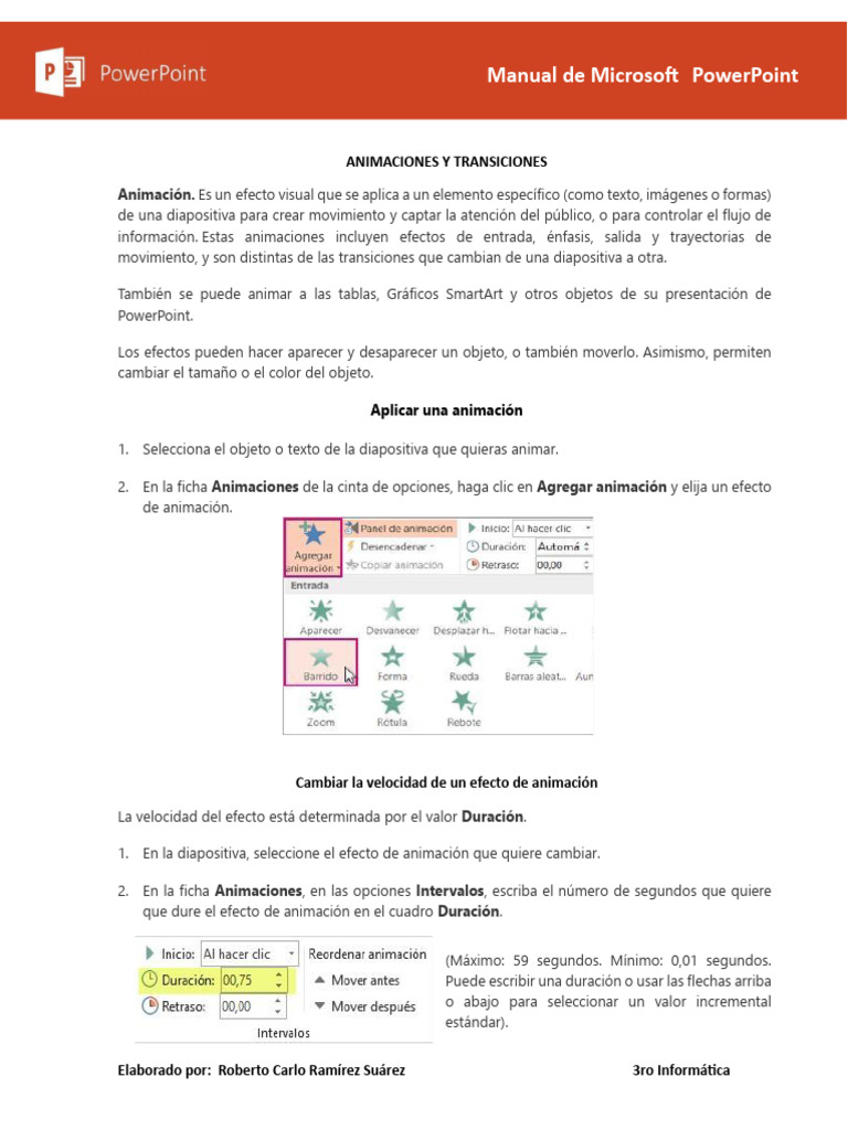 Animaciones y Transiciones en PowerPoint | PDF | Microsoft PowerPoint ...