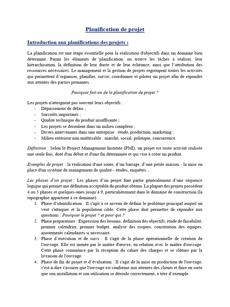 Guide de planification de projet efficace | PDF | Planification ...