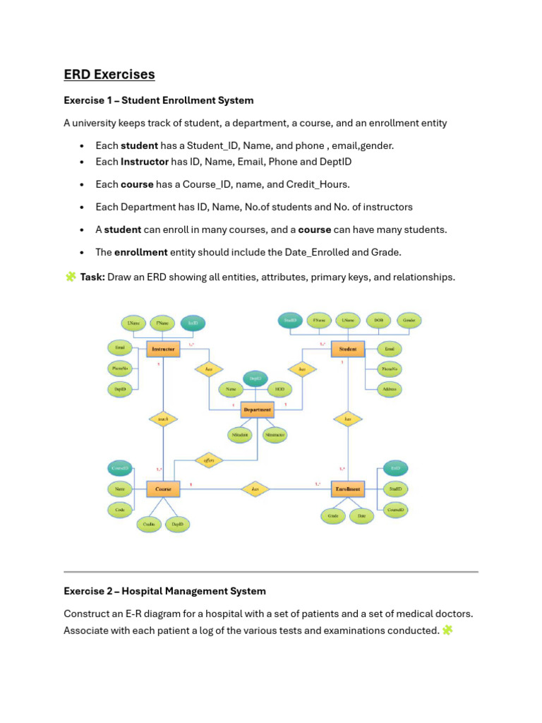 ERD Exercises for Various Systems | PDF
