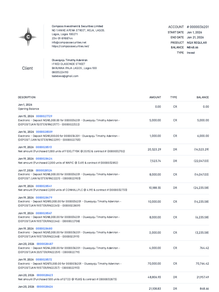 Investment Account Statement Summary | PDF