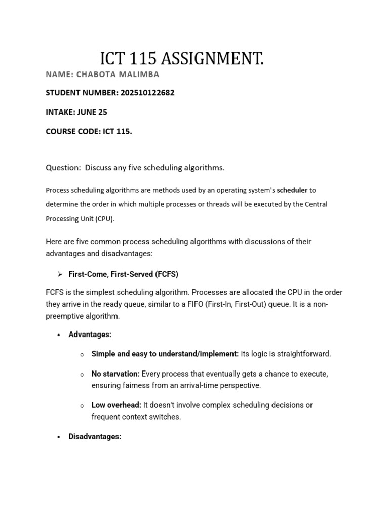 Five Key Process Scheduling Algorithms | PDF | Scheduling (Computing ...