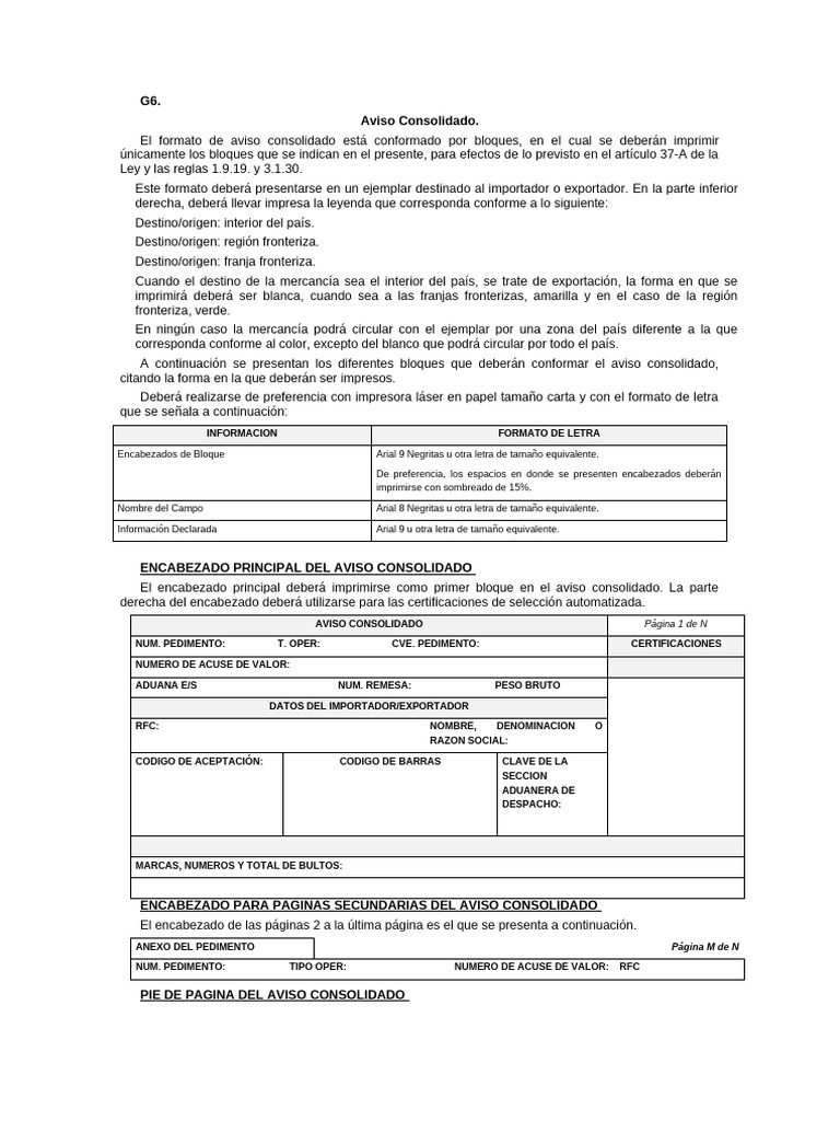 Formato de Aviso Consolidado Aduanal | PDF | aduana