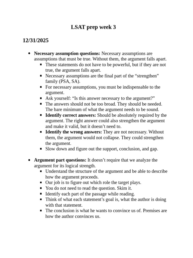 LSAT Prep: Necessary Assumptions Guide | PDF | Argument | Reason